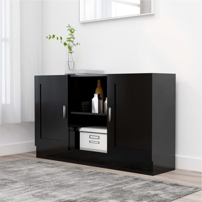 foto del prodotto credenza nera 120x30,5x70 cm in legno multistrato vidaxl
