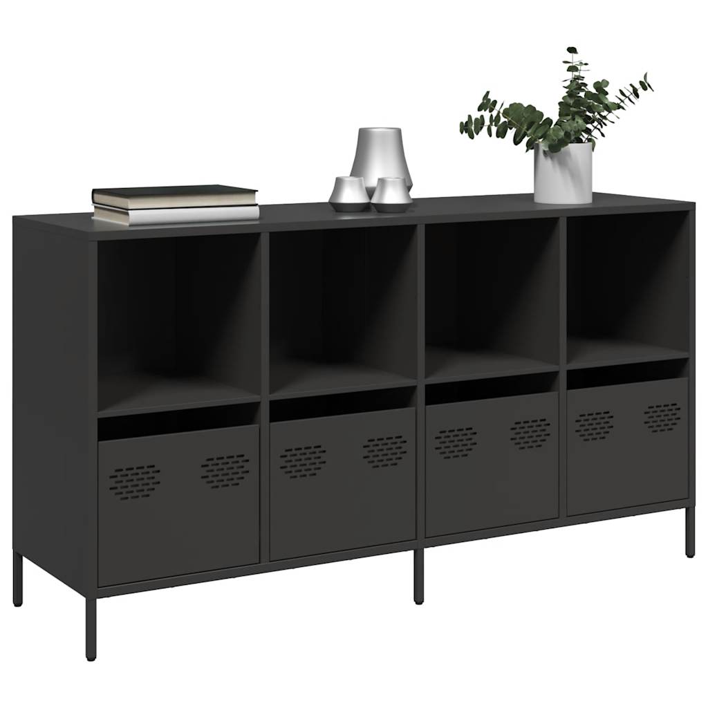 foto del prodotto credenza nera 135x39x73,5 cm in acciaio laminato a freddo