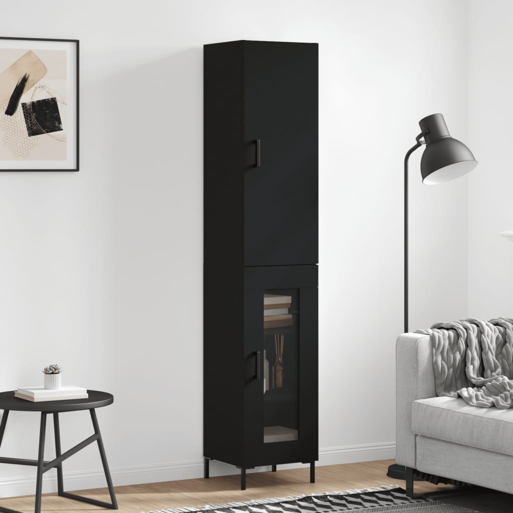foto del prodotto credenza nera 34,5x34x180 cm in legno multistratocod mxl 101771
