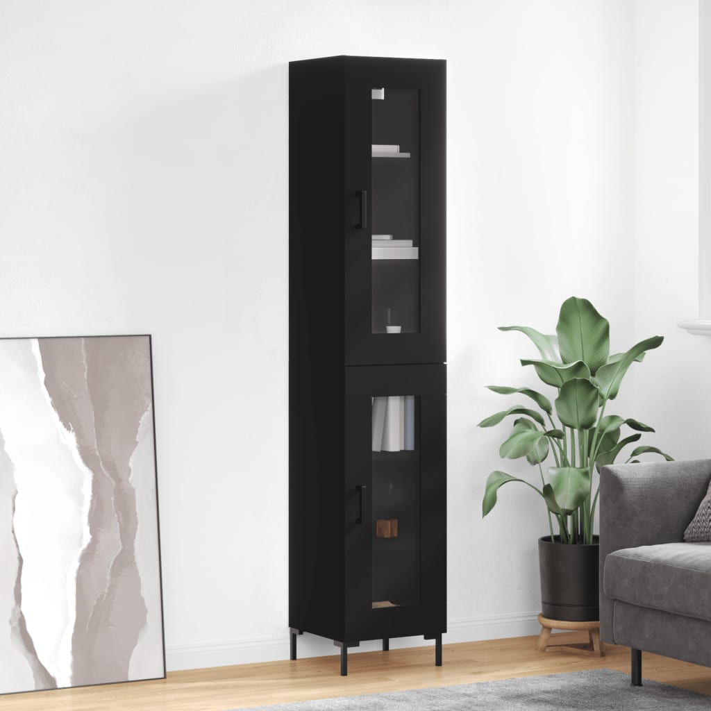 foto del prodotto credenza nera 34,5x34x180 cm in legno multistratocod mxl 126122