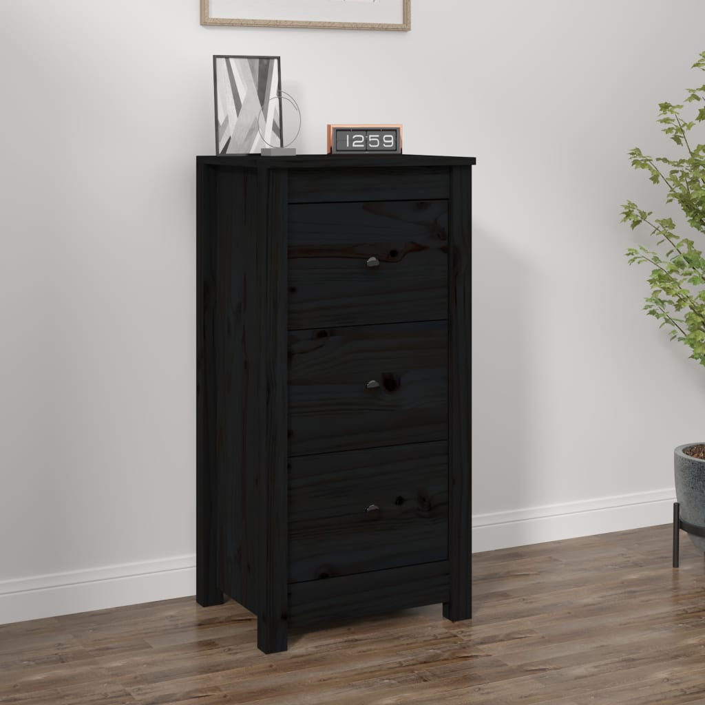 foto del prodotto credenza nera 40x35x80 cm in legno massello di pino cod mxl 18492