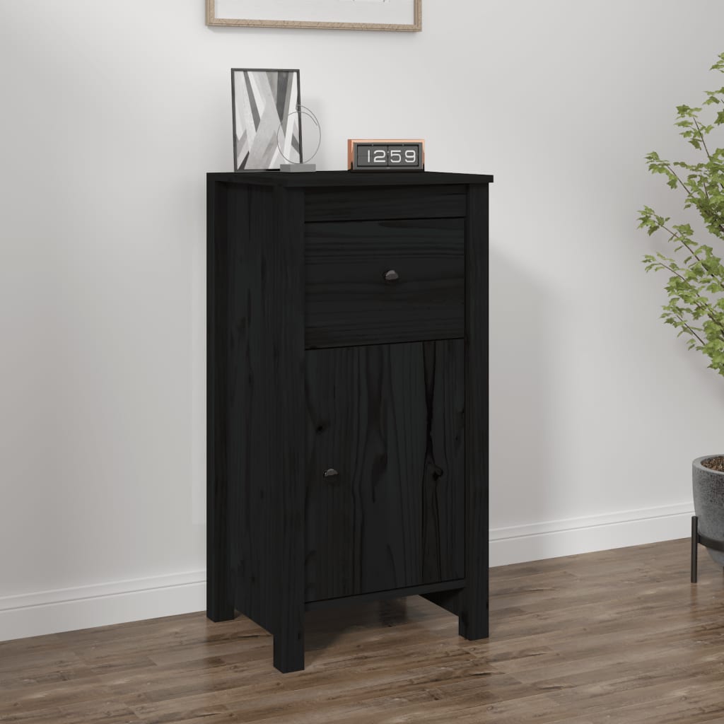 foto del prodotto credenza nera 40x35x80 cm in legno massello di pino cod mxl 5490