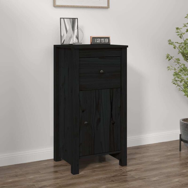 foto del prodotto credenza nera 40x35x80 cm in legno massello di pino vidaxl