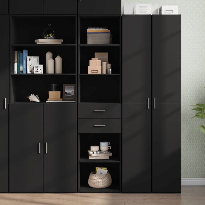 foto del prodotto credenza nera 45x42,5x185 cm in legno multistrato vidaxl
