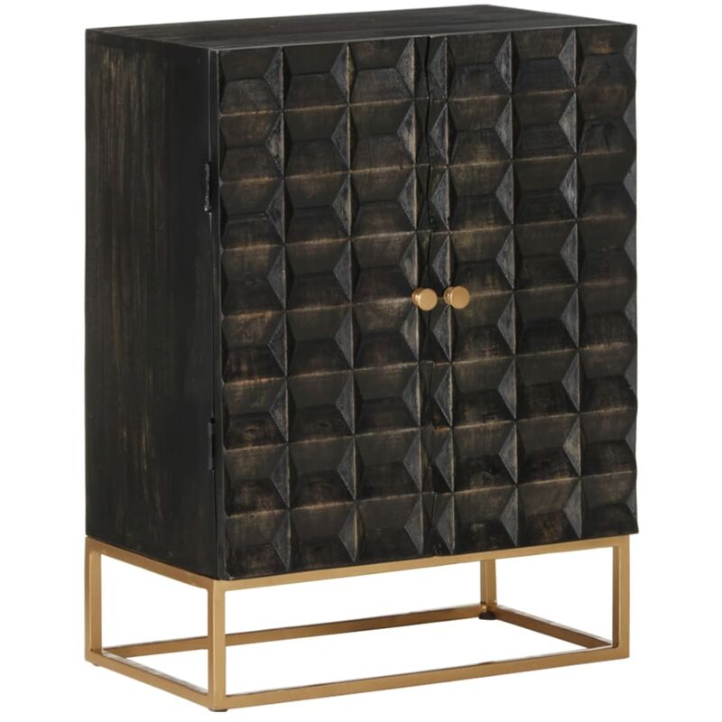 foto del prodotto credenza nera 55x34x75 cm in legno massello di mango e ferro vidaxl