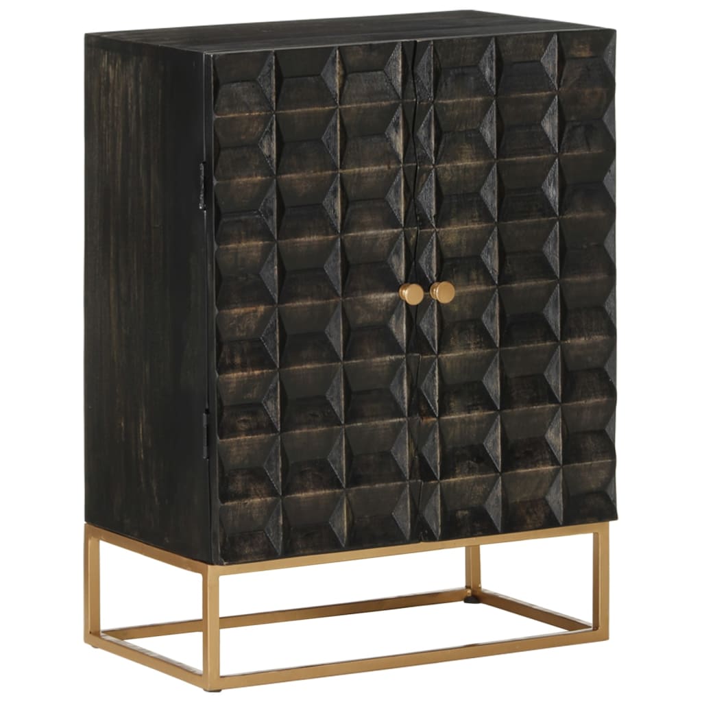 foto del prodotto credenza nera 55x34x75 cm in legno massello di mango e ferrocod mxl 81813