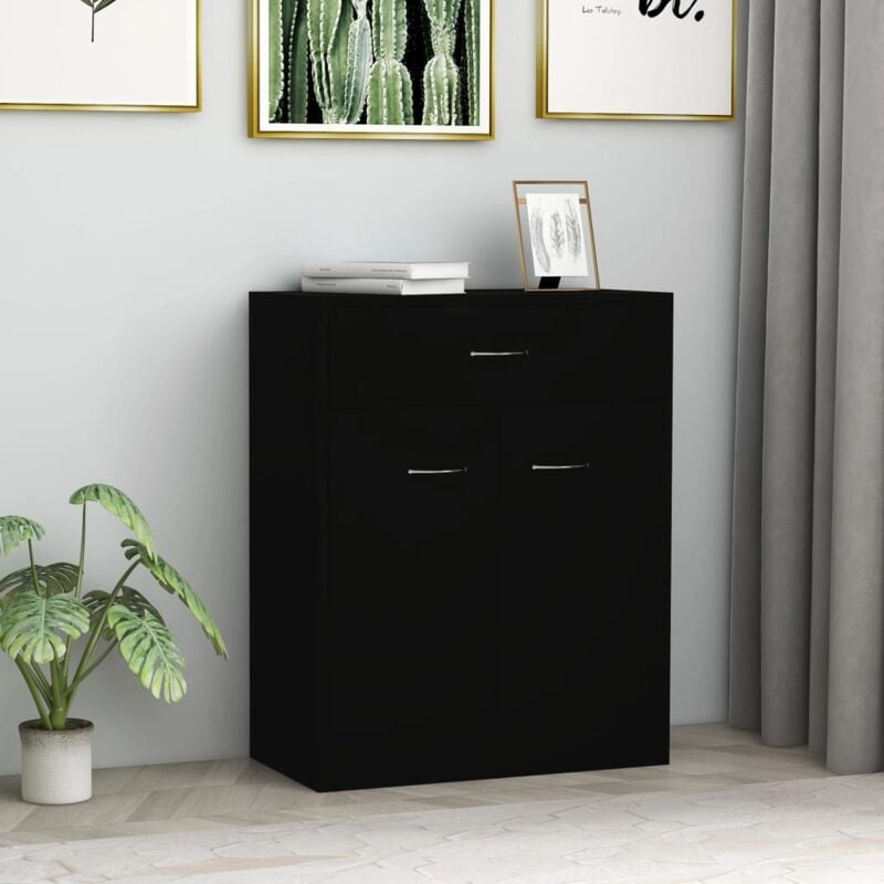 foto del prodotto credenza nera 60x30x75 cm in legno multistrato vidaxl