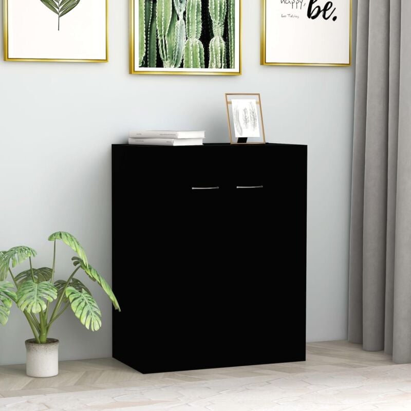 foto del prodotto credenza nera 60x30x75 cm in legno multistrato vidaxl