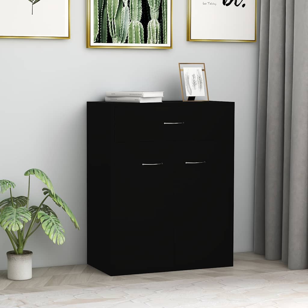 foto del prodotto credenza nera 60x30x75 cm in truciolato
