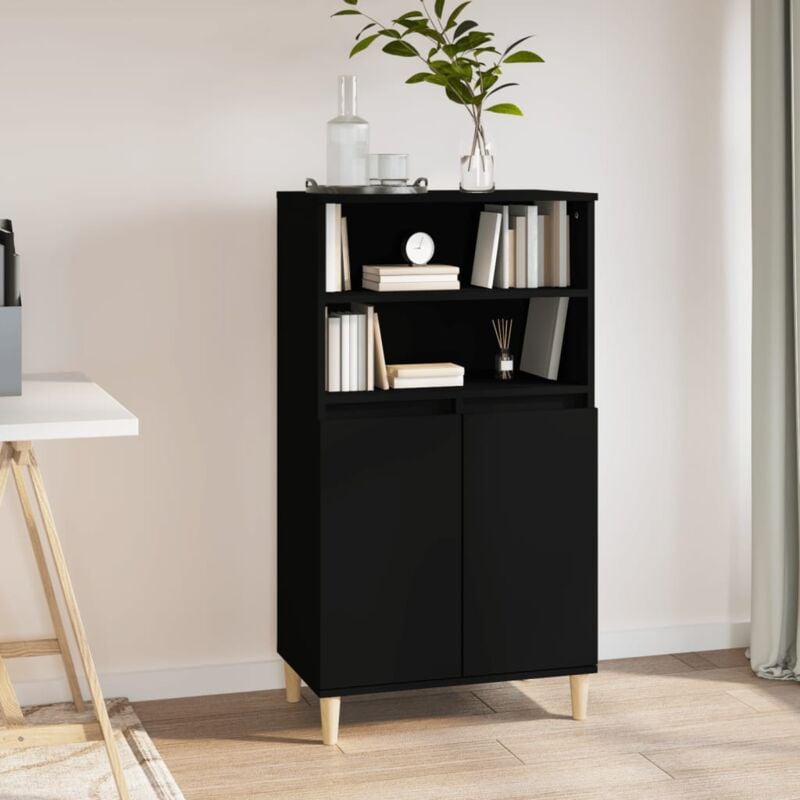 foto del prodotto credenza nera 60x36x110 cm in legno multistrato vidaxl