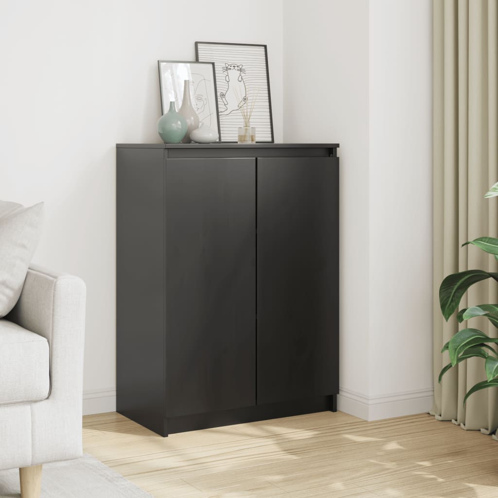 foto del prodotto credenza nera 60x36x84 cm in legno massello di pino cod mxl 16220