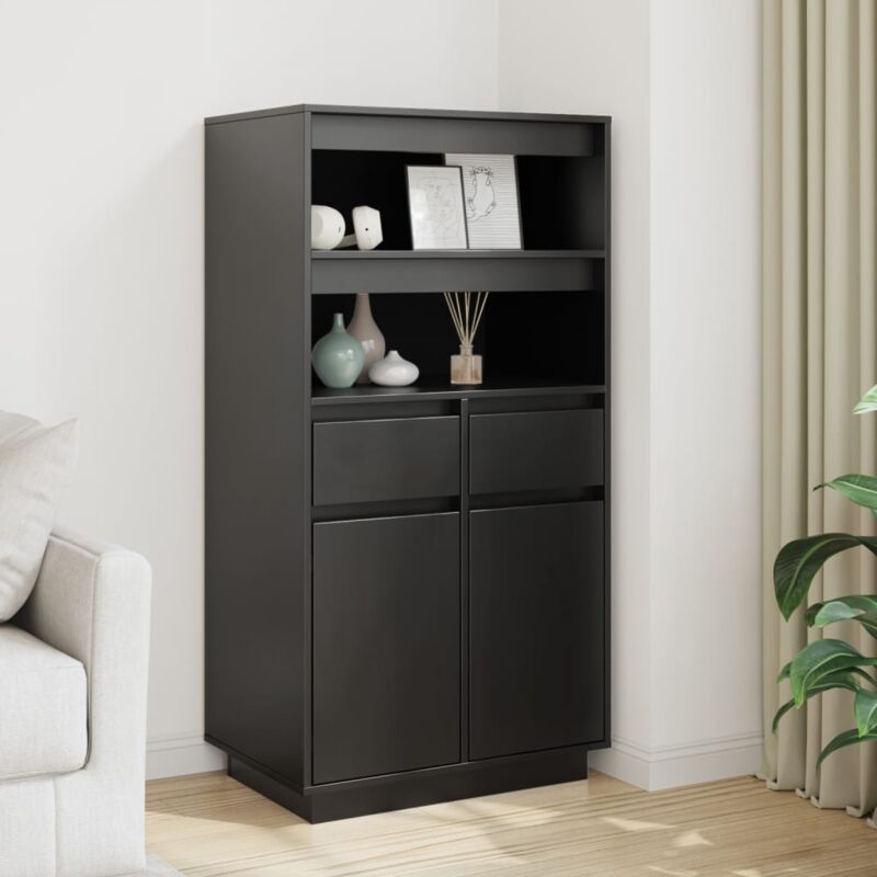foto del prodotto credenza nera 60x40x116,5 cm in legno massello di pino vidaxl