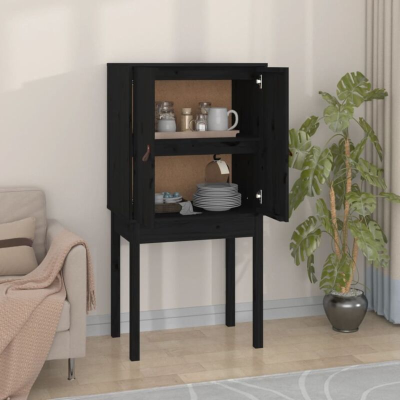 foto del prodotto credenza nera 60x40x120 cm in legno massello di pino vidaxl