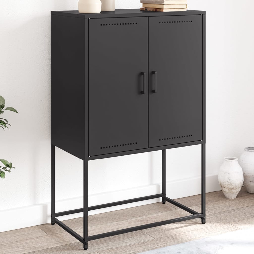 foto del prodotto credenza nera 68,5x38,5x107 cm in acciaio