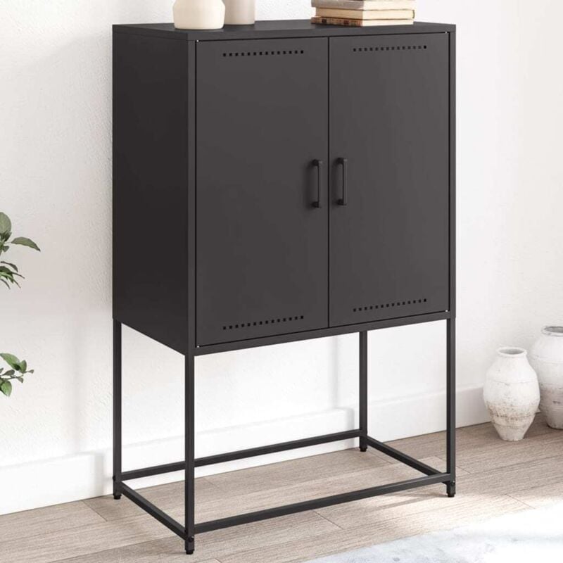foto del prodotto credenza nera 68,5x38,5x107 cm in acciaio vidaxl