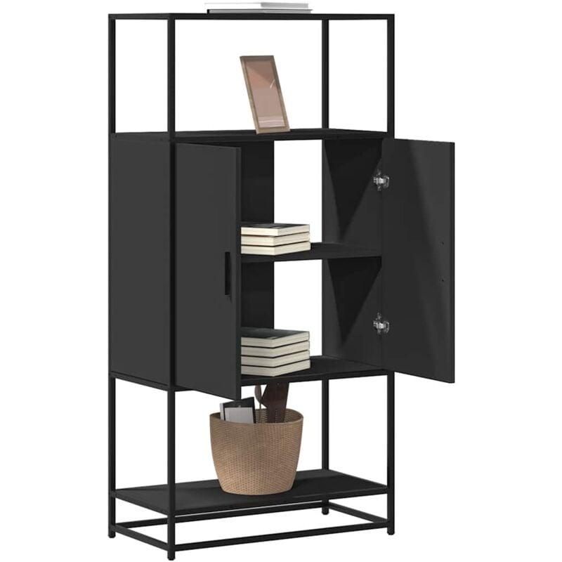 foto del prodotto credenza nera 68x35x139 cm legno multistrato metallo vidaxl
