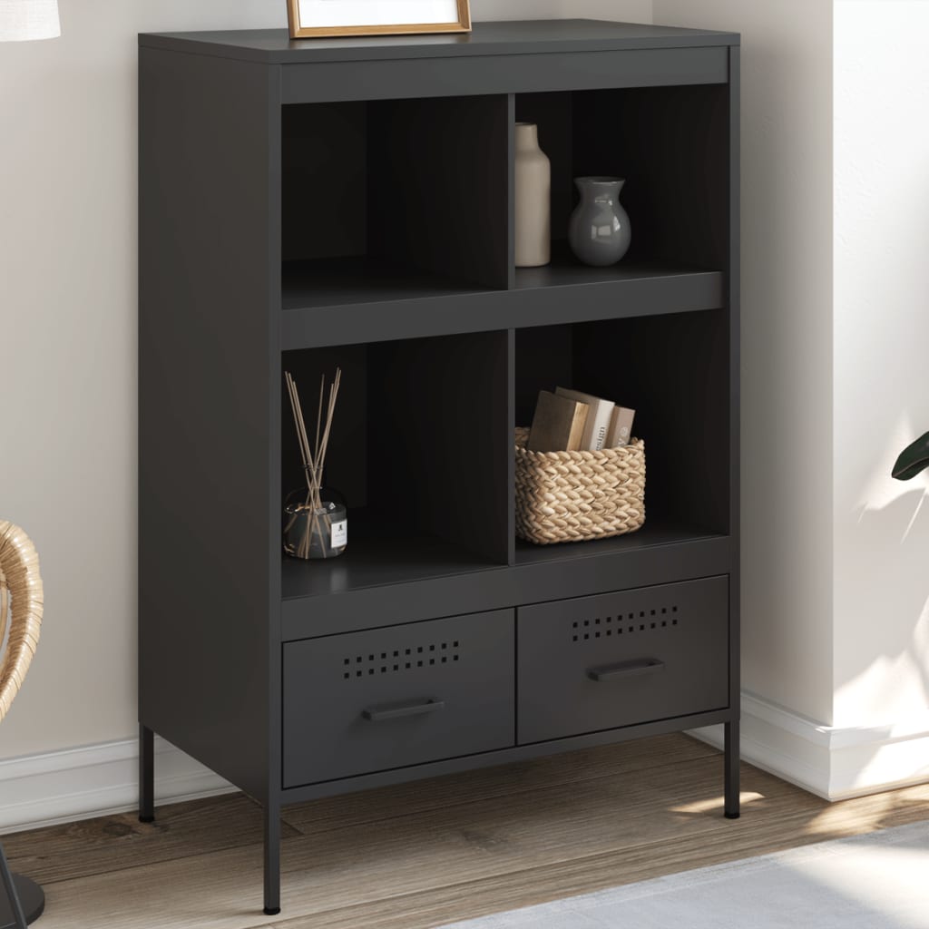 foto del prodotto credenza nera 68x39x101,5 cm in acciaio