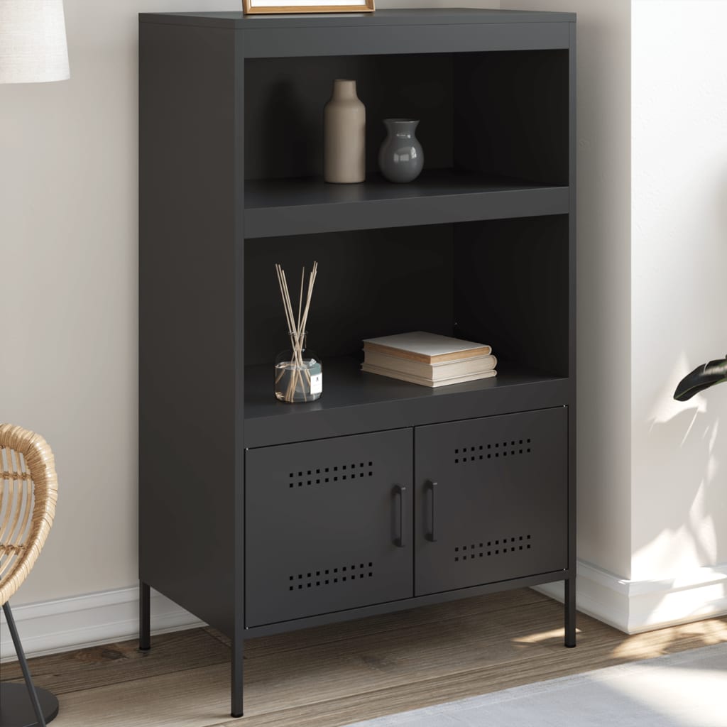 foto del prodotto credenza nera 68x39x113 cm in acciaio