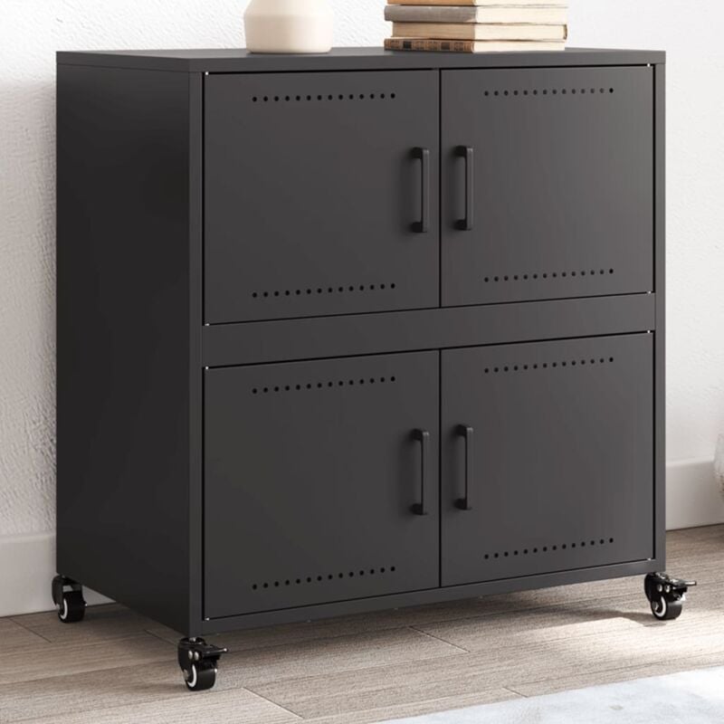 foto del prodotto credenza nera 68x39x72 cm in acciaio vidaxl