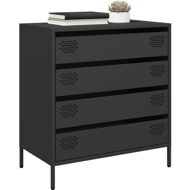 foto del prodotto credenza nera 68x39x73,5 cm in acciaio laminato a freddo vidaxl