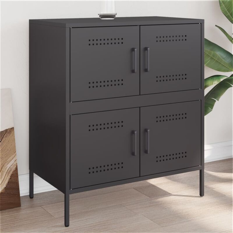 foto del prodotto credenza nera 68x39x79 cm in acciaio vidaxl