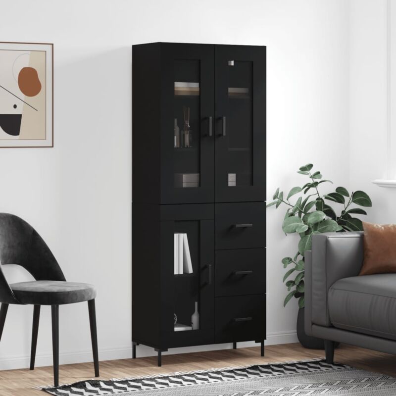 foto del prodotto credenza nera 69,5x34x180 cm in legno multistrato vidaxl