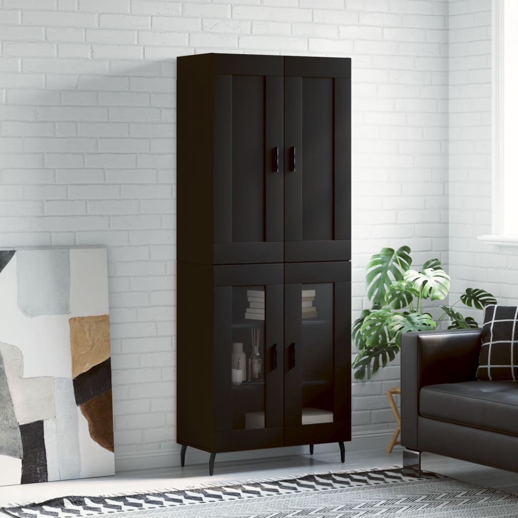 foto del prodotto credenza nera 69,5x34x180 cm in legno multistratocod mxl 102103