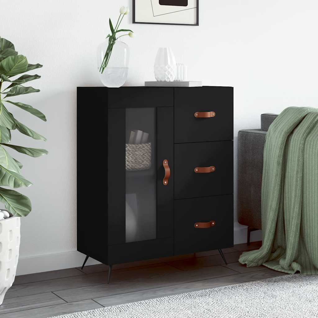 foto del prodotto credenza nera 69,5x34x90 cm in legno multistrato