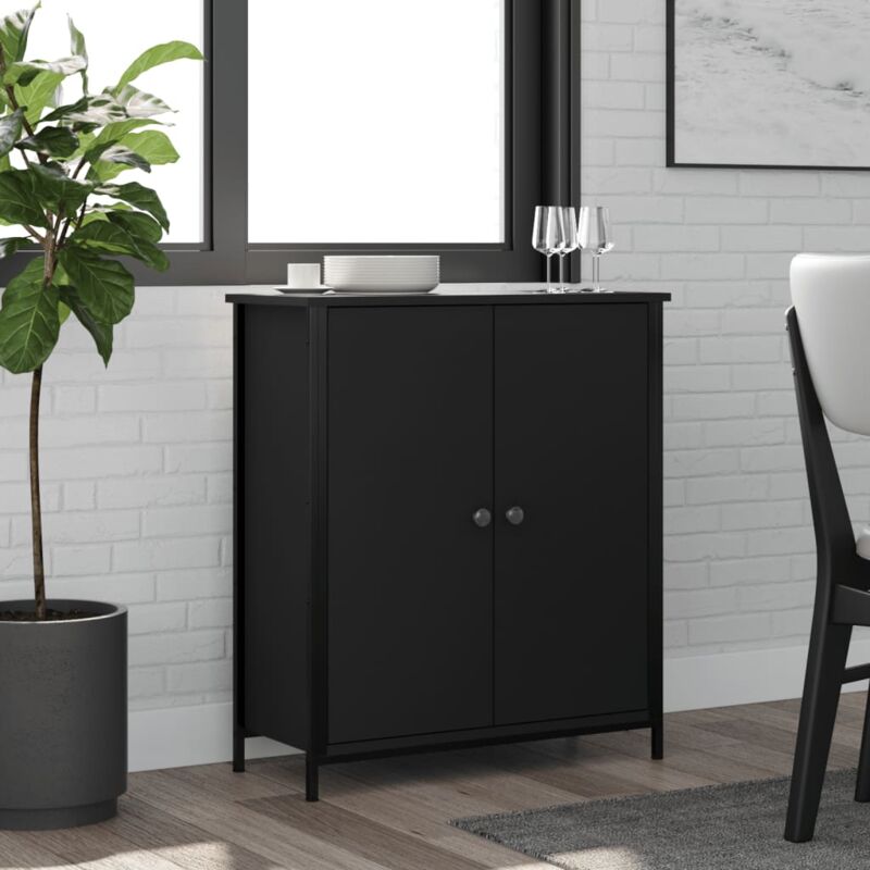 foto del prodotto credenza nera 70x30x80 cm in legno multistrato vidaxl