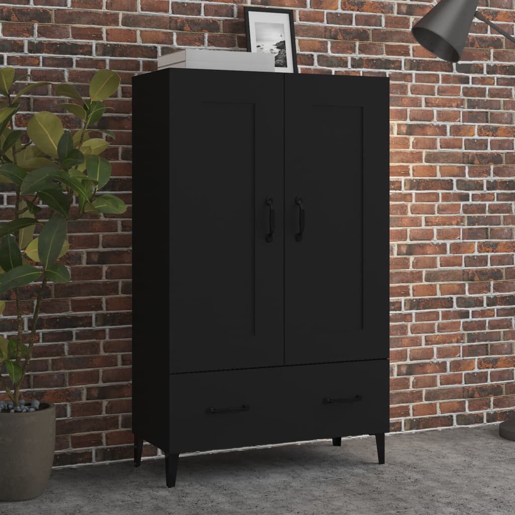 foto del prodotto credenza nera 70x31x115 cm in legno multistrato cod mxl 69350