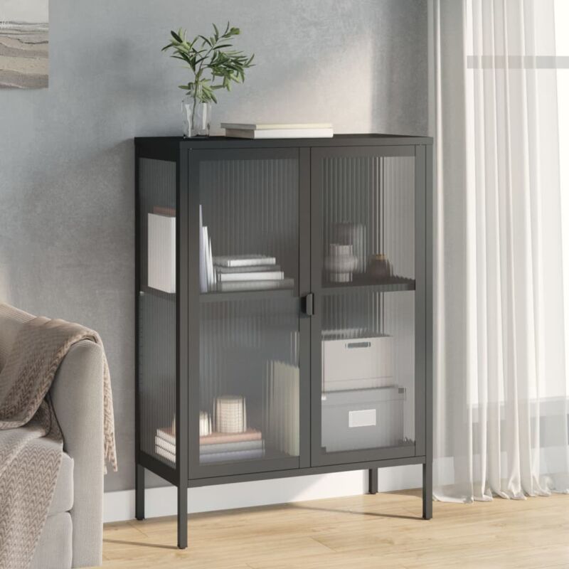 foto del prodotto credenza nera 75x35x105 cm vetro e acciaio vidaxl