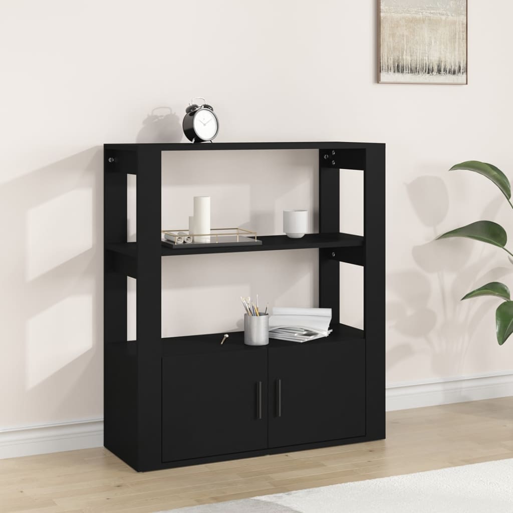 foto del prodotto credenza nera 80x30x90 cm in legno multistrato