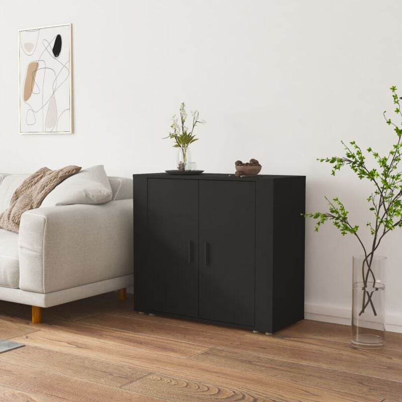 foto del prodotto credenza nera 80x33x70 cm in legno multistrato vidaxl