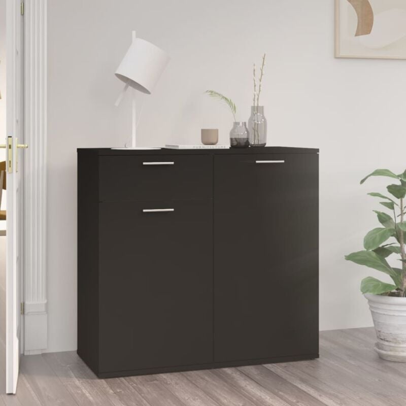 foto del prodotto credenza nera 80x36x75 cm in legno multistrato vidaxl