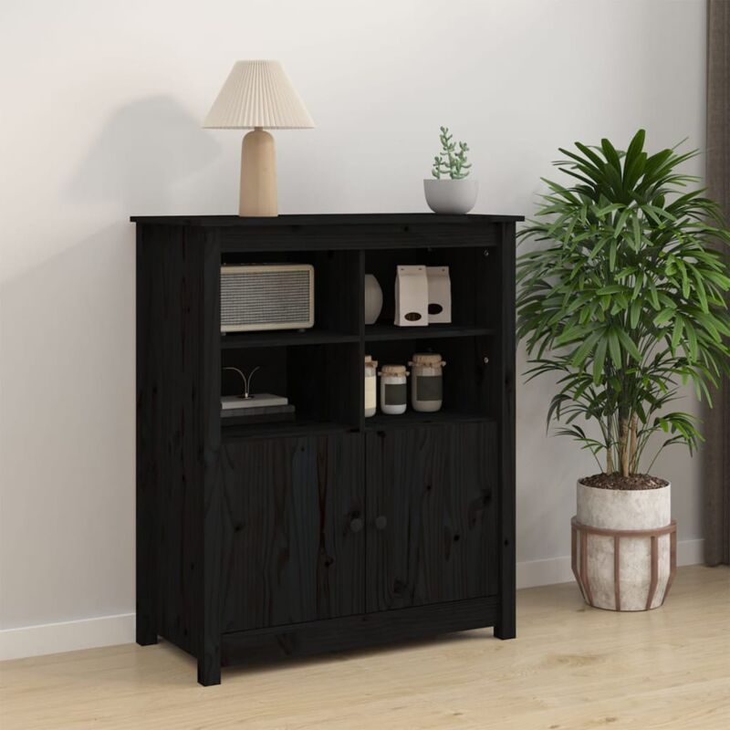 foto del prodotto credenza nera 83x41,5x100 cm in legno massello di pino vidaxl