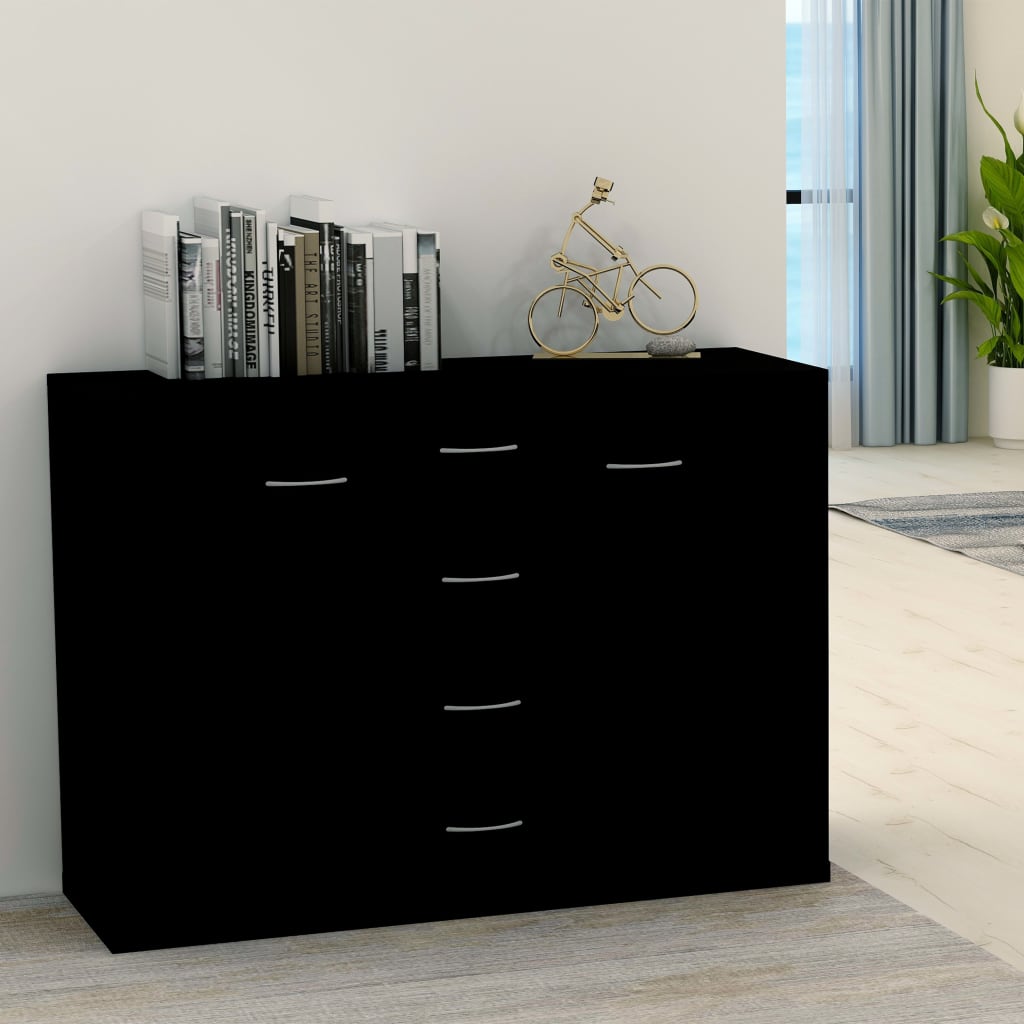 foto del prodotto credenza nera 88x30x65 cm in truciolato