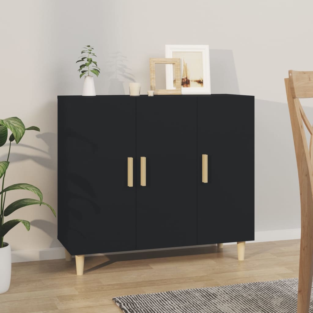 foto del prodotto credenza nera 90x34x80 cm in legno multistrato cod mxl 8843