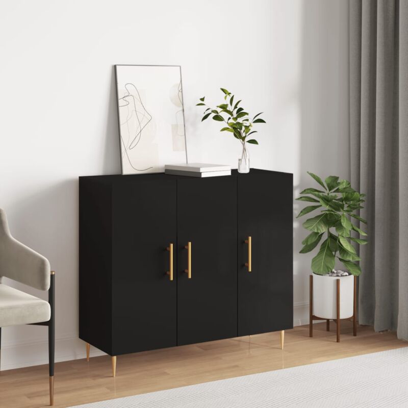 foto del prodotto credenza nera 90x34x80 cm in legno multistrato vidaxl