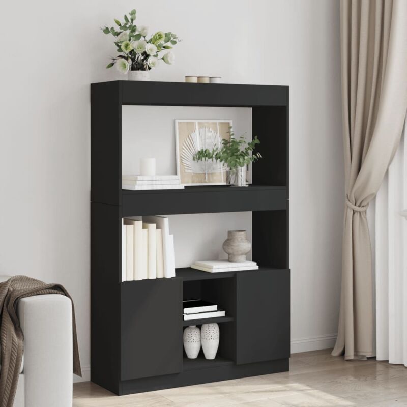 foto del prodotto credenza nera 92x33x140 cm in legno multistrato vidaxl