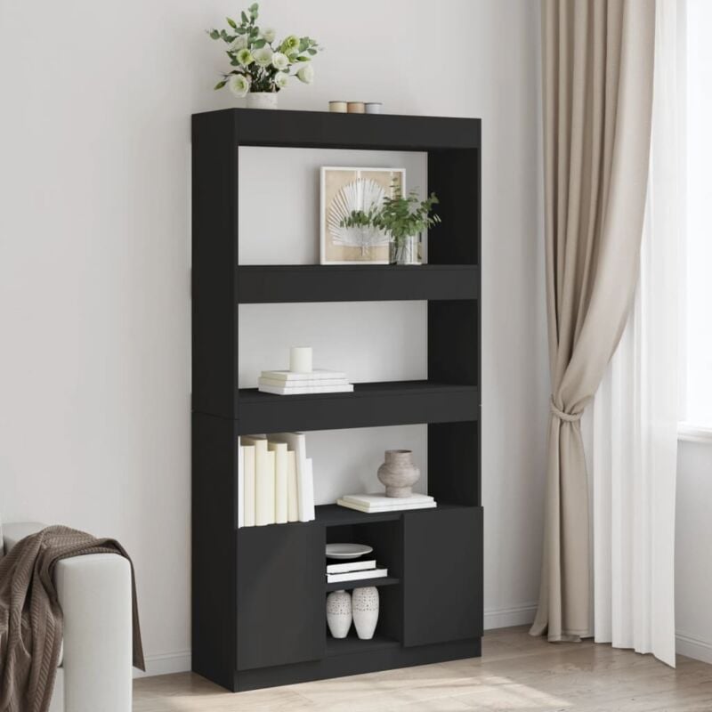 foto del prodotto credenza nera 92x33x180 cm in legno multistrato vidaxl