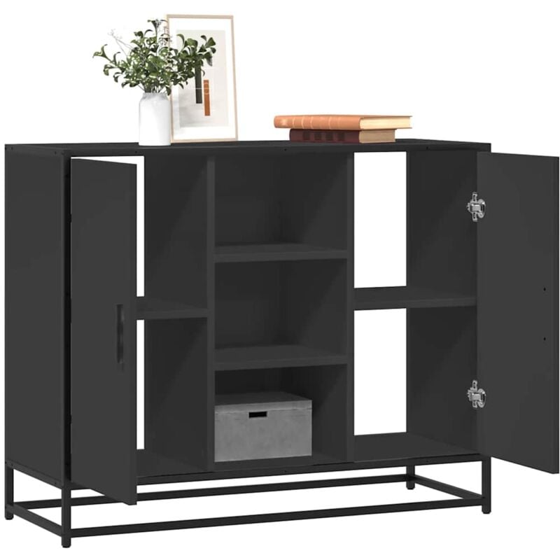 foto del prodotto credenza nera 92x35x76 cm in legno multistrato vidaxl