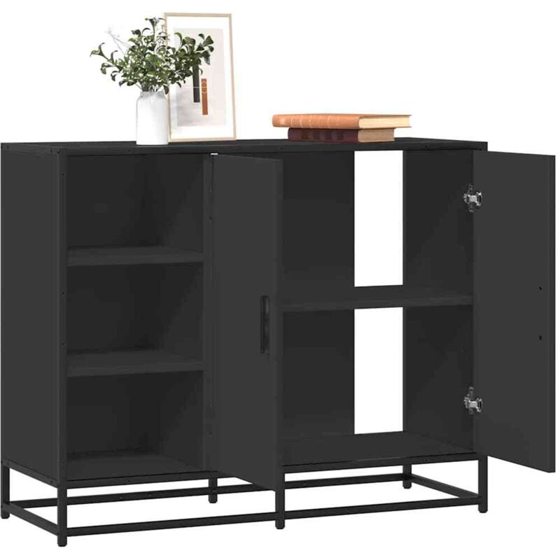 foto del prodotto credenza nera 92x35x76 cm in legno multistrato vidaxl
