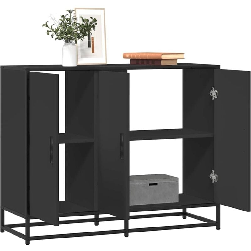 foto del prodotto credenza nera 94x35x76 cm in legno multistrato vidaxl