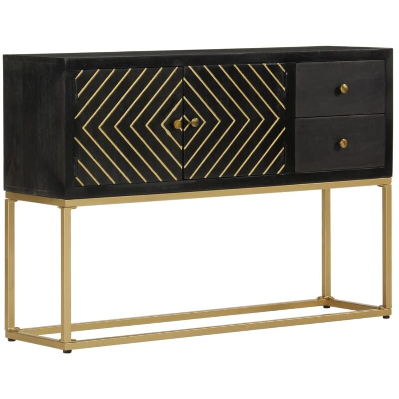 foto del prodotto credenza nera e oro 110x30x75 cm in legno massello di mango vidaxl