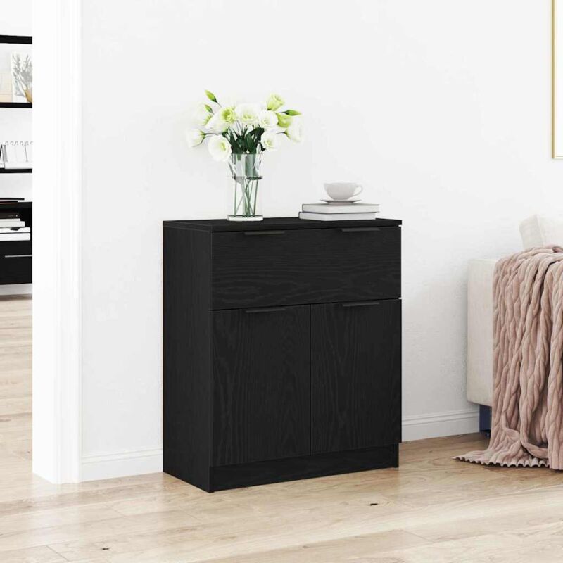 foto del prodotto credenza nera in rovere 60x30x70 cm legno ingegnerizzato vidaxl