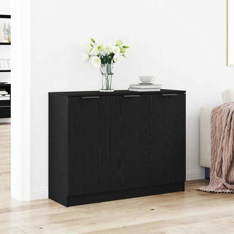 foto del prodotto credenza nera in rovere 90,5x30x70 cm in legno ingegnerizzato