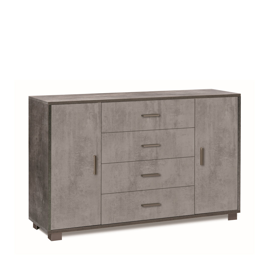 foto del prodotto credenza nero grigio 2 ante 4 cassetti madia mobile contenitore salotto