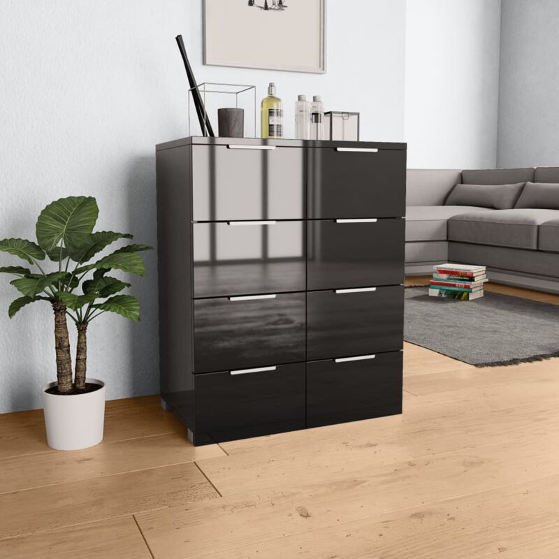 foto del prodotto credenza nero lucido 60x35x80 cm in legno multistrato vidaxl