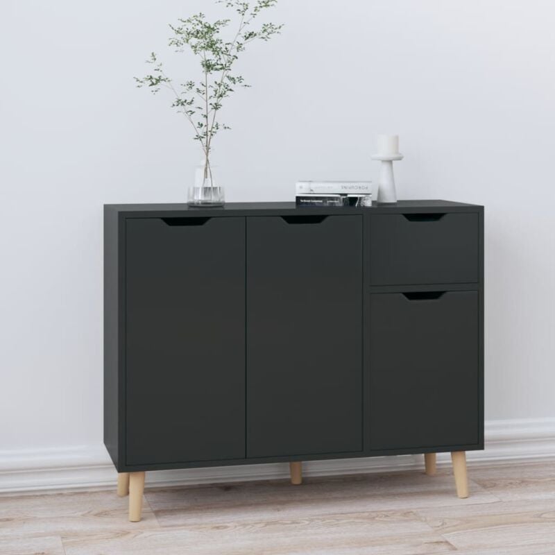 foto del prodotto credenza nero lucido 90x30x72 cm in legno multistrato vidaxl