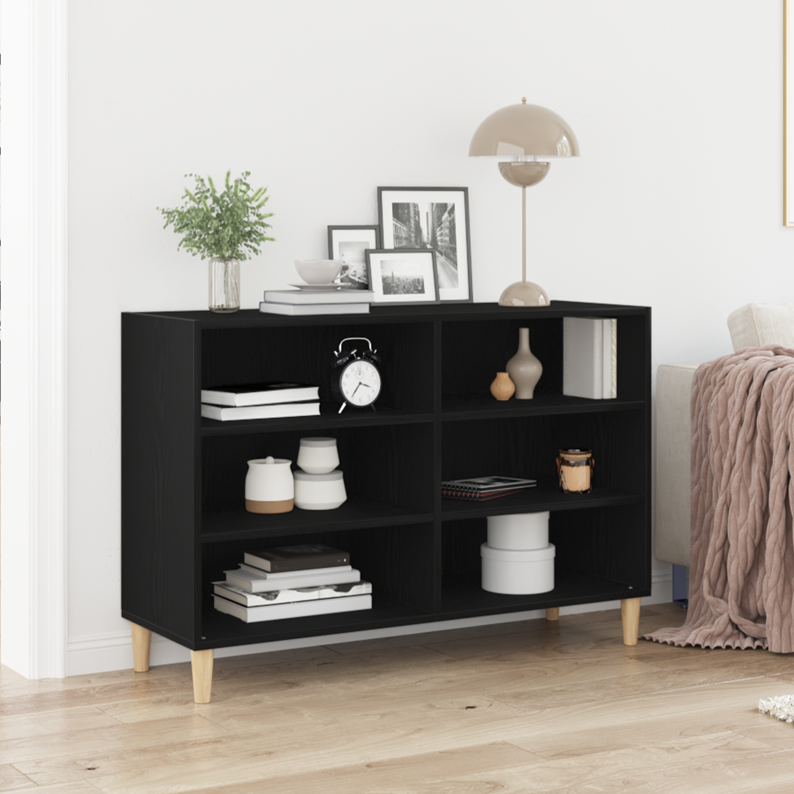 foto del prodotto credenza nero rovere 103,5x35x70 cm in legno ingegnerizzato